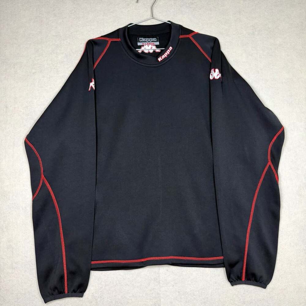 Vintage Kappa Sweatshirt Mens XL Black Red Long Sleeve Crew Neck Pullover